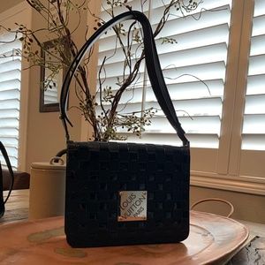 LOUIS VUITTON BLACK LEATHER CHECK PURSE